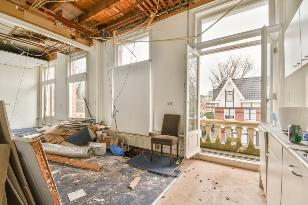 Interior of empty room with windows
